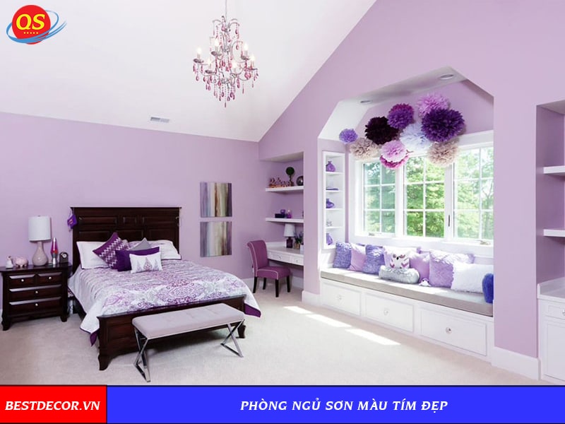 Phòng ngủ sơn màu tím đẹp