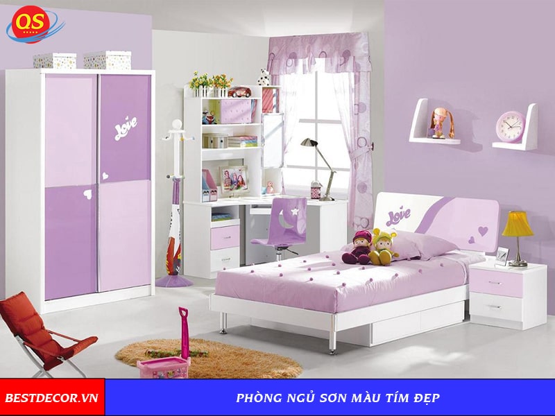 Phòng ngủ sơn màu tím đẹp