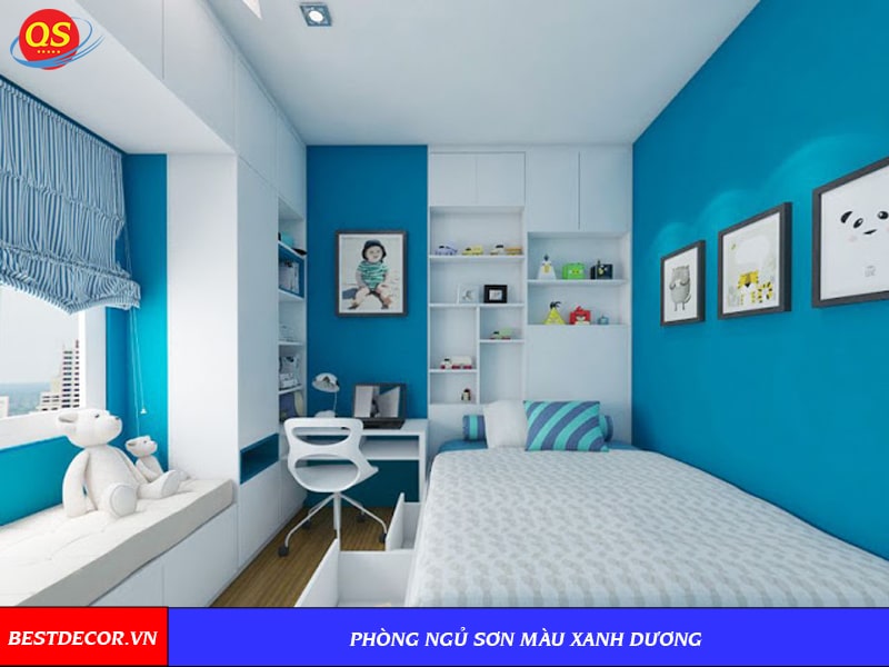 Phòng ngủ sơn màu xanh dương