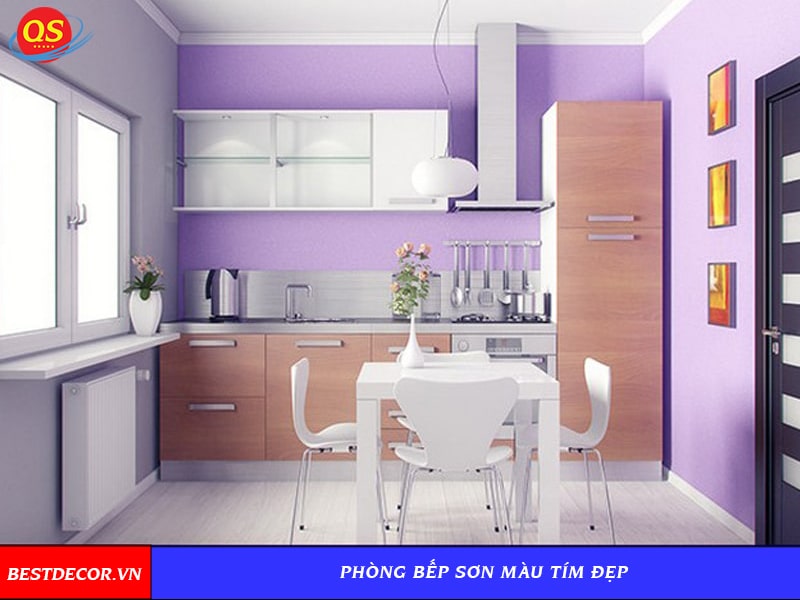 Phòng bếp sơn màu tím đẹp