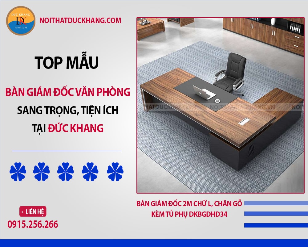 Bàn giám đốc văn phòng gỗ công nghiệp hiện đại