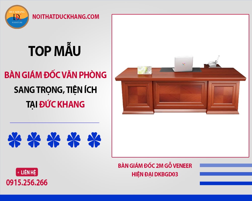 Bàn giám đốc văn phòng gỗ tự nhiên cao cấp