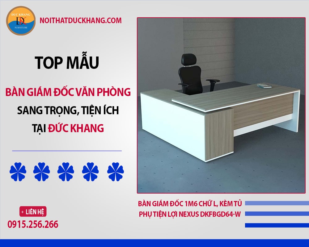 Bàn giám đốc văn phòng tiện ích chữ L