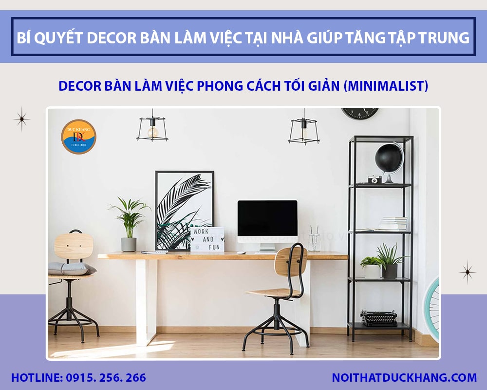 Decor bàn làm việc phong cách tối giản (Minimalist)