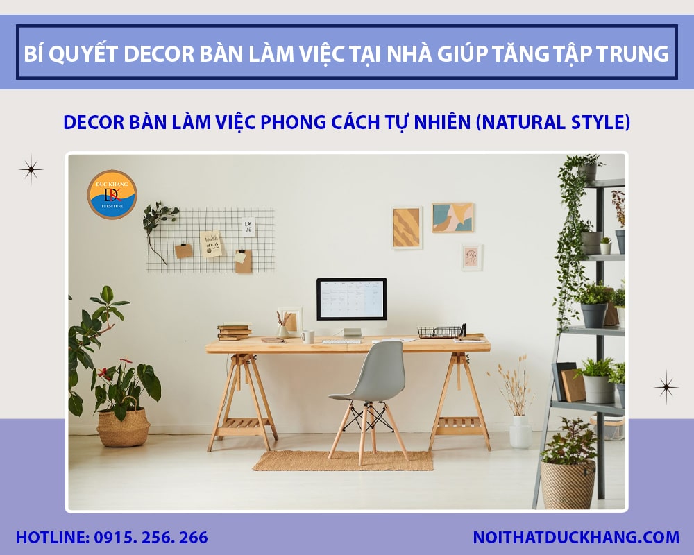 Decor bàn làm việc phong cách tự nhiên (Natural Style)