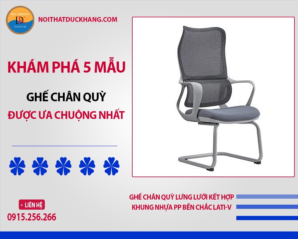 Ghế chân quỳ lưng lưới kết hợp khung nhựa PP bền chắc Lati-V