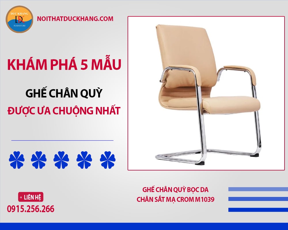 Ghế chân quỳ bọc da chân sắt mạ crom M1039