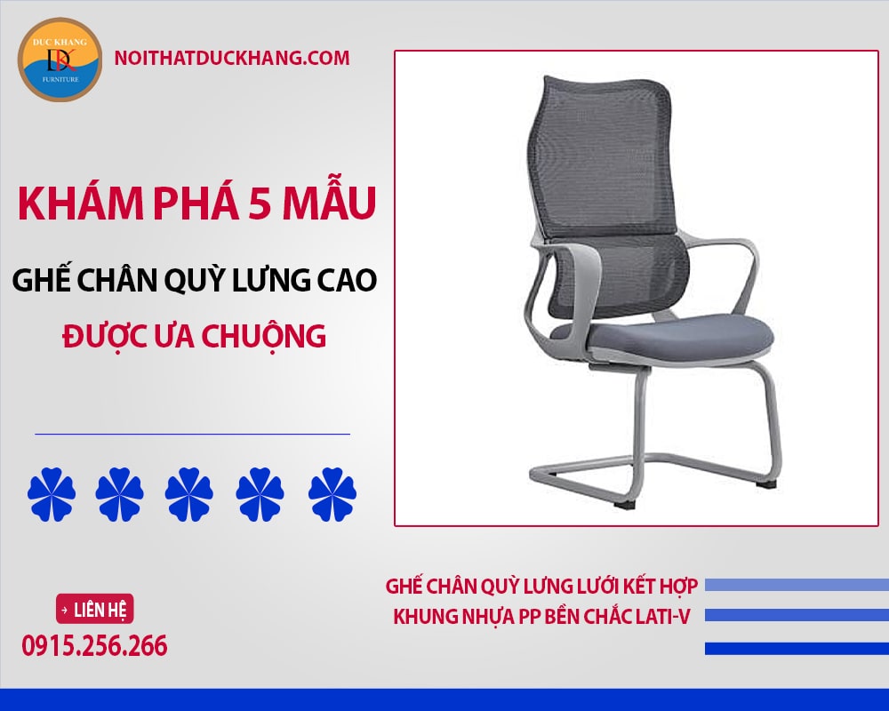 Ghế chân quỳ lưng lưới kết hợp khung nhựa PP bền chắc Lati-V