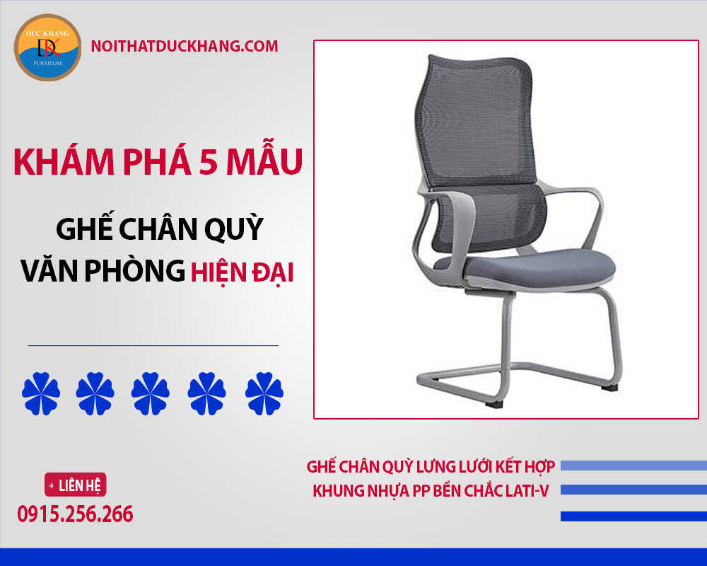 Ghế chân quỳ lưng lưới kết hợp khung nhựa PP bền chắc Lati-V Ghế chân quỳ lưng lưới kết hợp khung nhựa PP bền chắc Lati-V