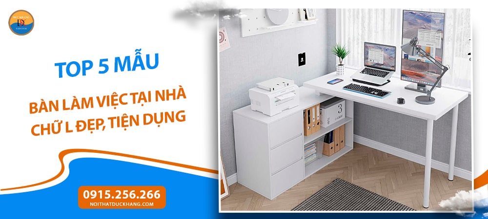 Bàn làm việc tại nhà chữ L kết hợp tủ lưu trữ 3 ngăn kéo đa năng BTNDK38