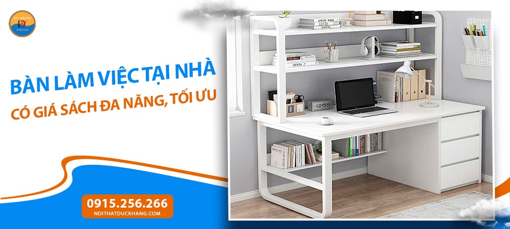 Bàn làm việc tại nhà có giá sách tích hợp tủ lưu trữ 3 ngăn kéo hiện đại BTNDK31 Bàn làm việc tại nhà có giá sách tích hợp tủ lưu trữ 3 ngăn kéo hiện đại BTNDK31