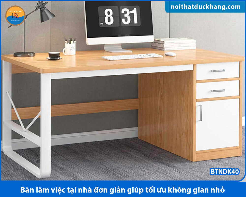 Bàn làm việc tại nhà đơn giản hình chữ nhật tích hợp tủ lưu trữ sang trọng BTNDK40 Bàn làm việc tại nhà đơn giản hình chữ nhật tích hợp tủ lưu trữ sang trọng BTNDK40