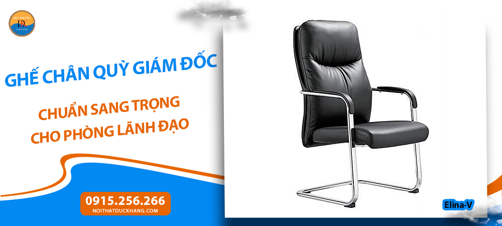 Ghế chân quỳ giám đốc nhập khẩu, tay vịn ốp nhựa PP Elina-V