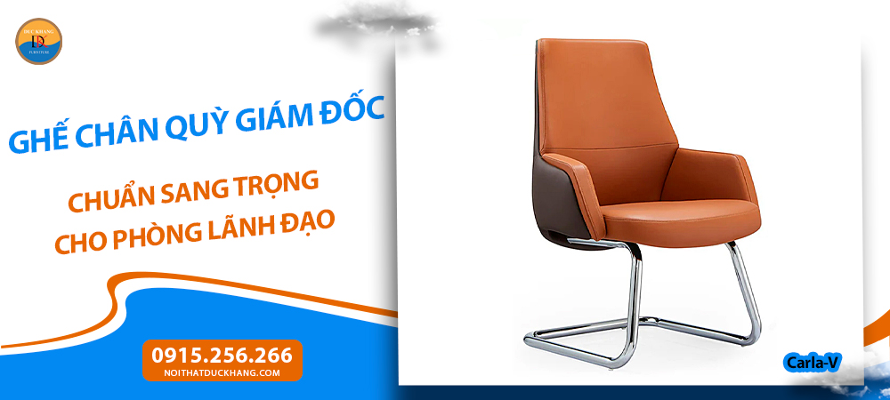 Ghế chân quỳ giám đốc nhập khẩu lưng da màu cam Carla-V